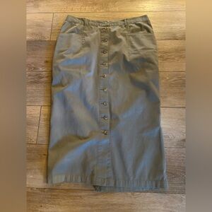 White Stag Sage Green Women’s Maxi Skirt Button Front Plus Size 20W 100% Cotton